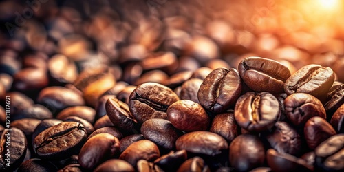 Wallpaper Mural Roasted Coffee Beans A Close-Up View of Rich, Dark Brown Beans with a Warm Golden Light Torontodigital.ca