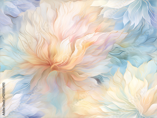 Abstract floral pattern in pastel watercolor background 

