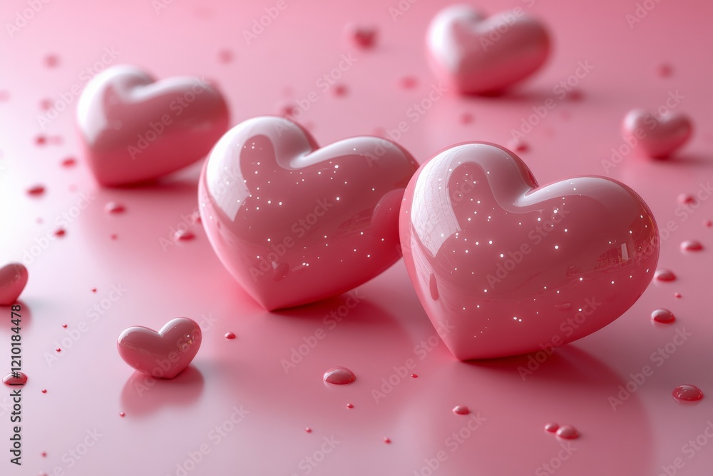A romantic Valentine's Day background with vibrant pink hearts floating A romantic Valentine's Day background with vibrant pink hearts floating