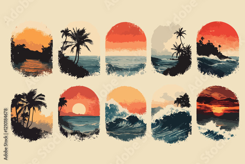 summer holiday banners t shirt bundle vector design