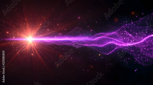Wallpaper Mural Stunning futuristic design featuring a vibrant purple laser beam against a dark background surrounded by dynamic light rays shimmering flare and glowing cosmic effects  Represents the power of energy Torontodigital.ca