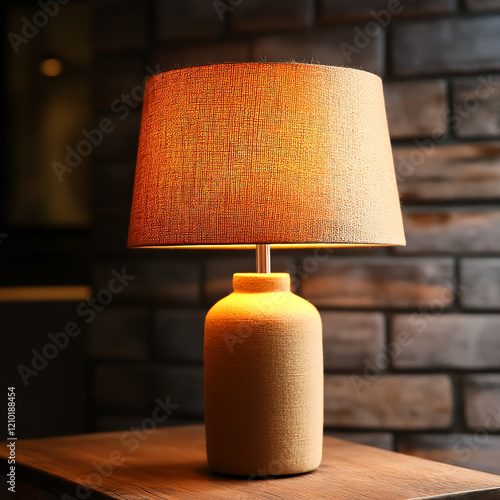 Stylish lamp illuminating a cozy room, creating a warm and inviting atmosphere for relaxation or work.
