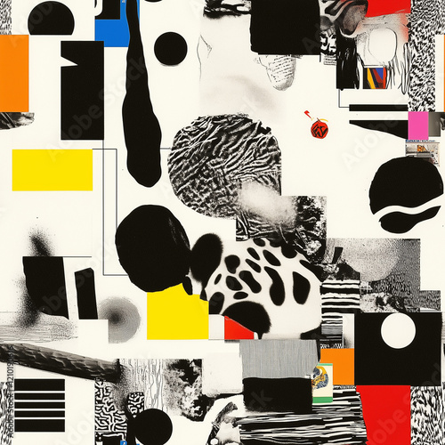 Seamless Pattern , Abstract artwork featuring bold geometric shapes, textures...