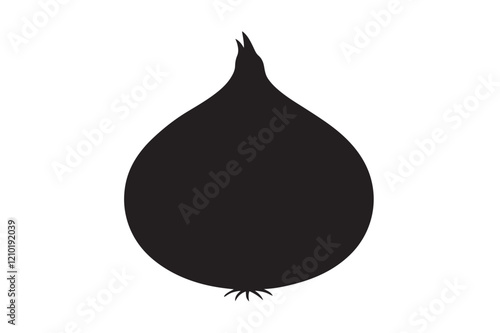 Onion black silhouette on white background.01