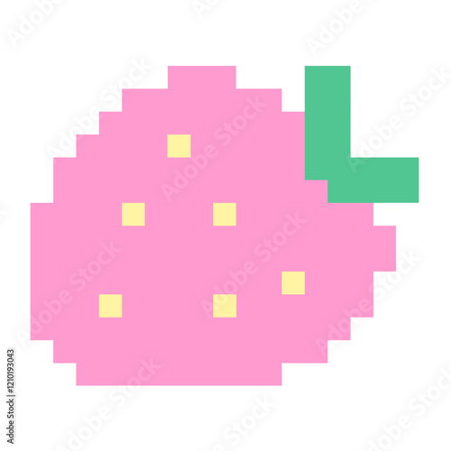 Cute Pastel Vector Illustration Kawaii Pixel Strawberry Sticker