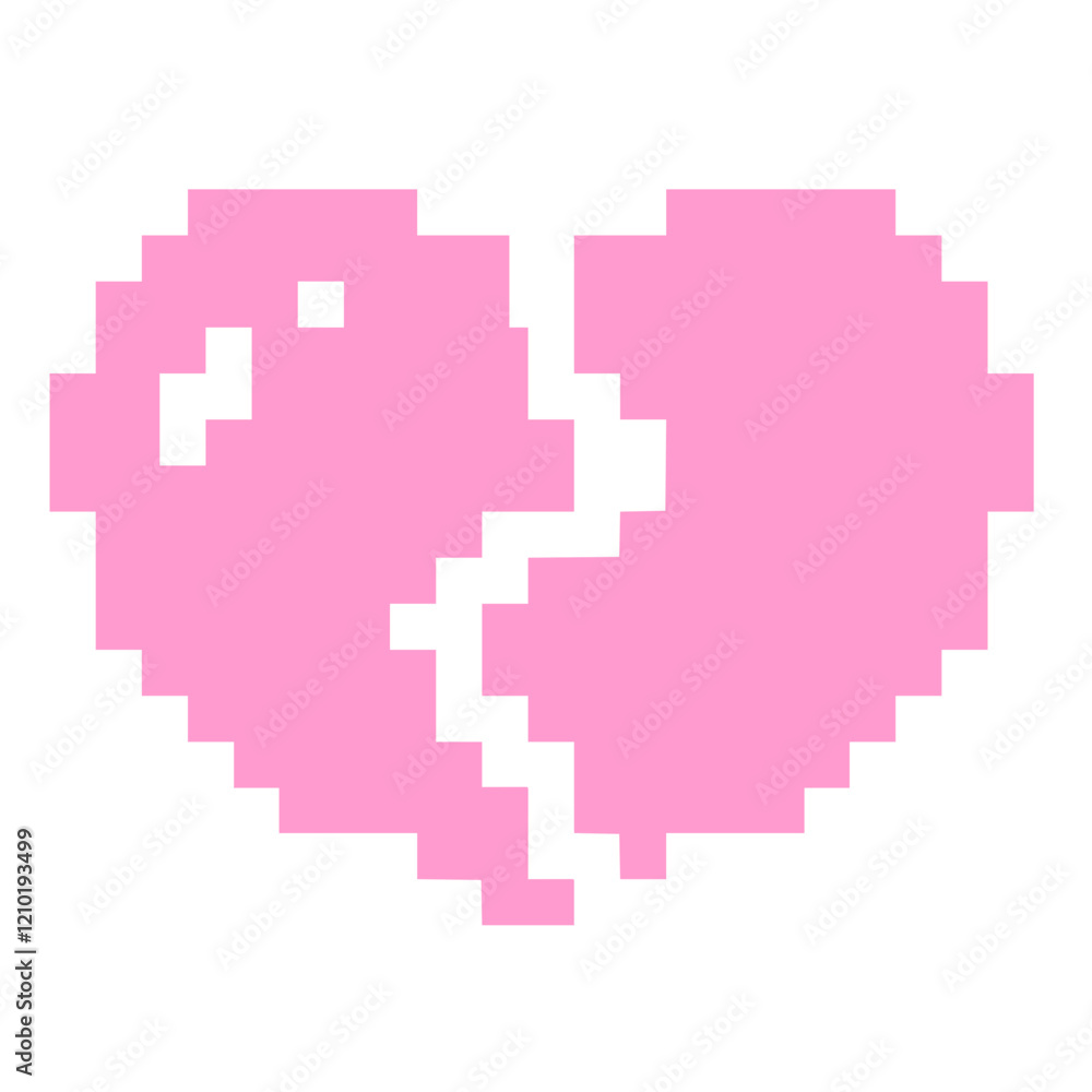 Cute Pastel Vector Illustration Kawaii Pixel Broken Heart Sticker Cute Pastel Vector Illustration Kawaii Pixel Broken Heart Sticker
