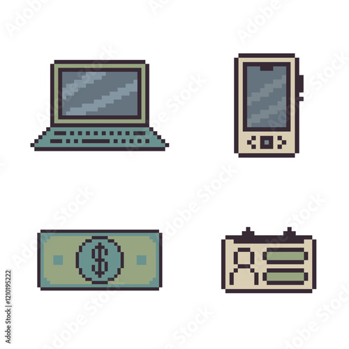 bundle business set pixel art 