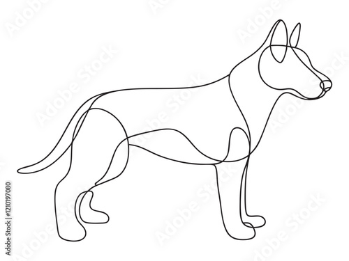 Dog continuous one line art drawing of outline. vector illustration