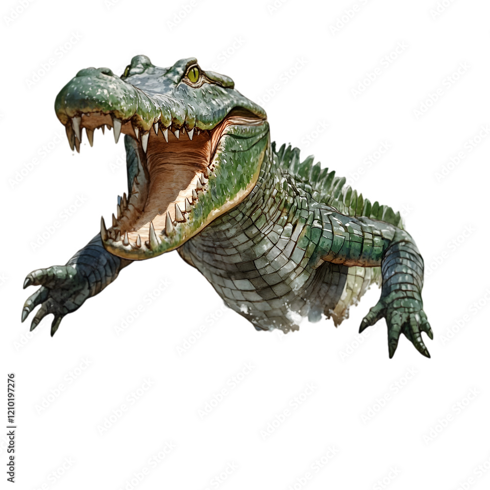 Fototapeta premium Powerful Alligator Open Mouth Reptile Wild Animal Predator Swamp Nature Wildlife G