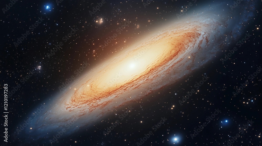 Fototapeta premium A stunning depiction of the Andromeda Galaxy, showcasing its large spiral shape and intricate details against an expanse of black space