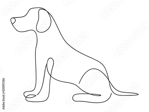 Dog continuous one line art drawing of outline. vector illustration