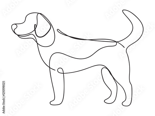 Dog continuous one line art drawing of outline. vector illustration