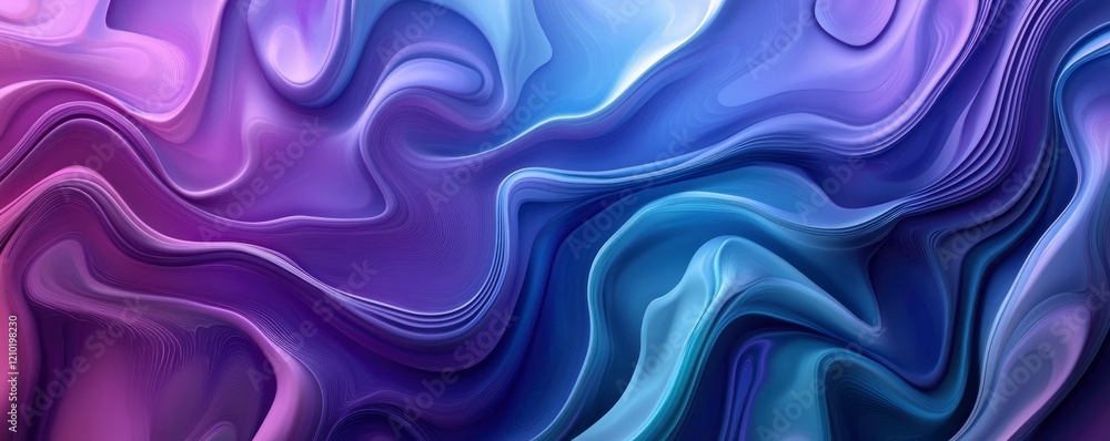 Fluid Purple and Blue Abstract Swirls: Serene Digital Painting Fluid Purple and Blue Abstract Swirls: Serene Digital Painting