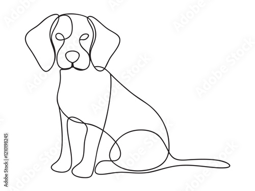 Dog continuous one line art drawing of outline. vector illustration