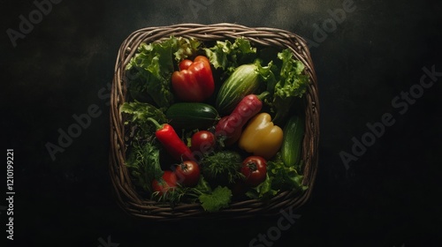 Fresh Vegetables in a Rustic Basket