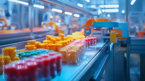 Wallpaper Mural Automated Candy Production Line with Colorful Sweets Torontodigital.ca