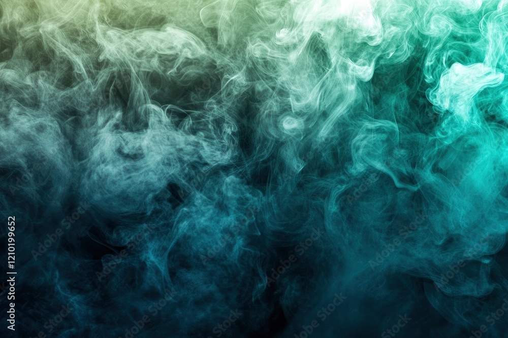 Obraz premium Ethereal Teal and Green Smoke: An Abstract Vapor Artwork