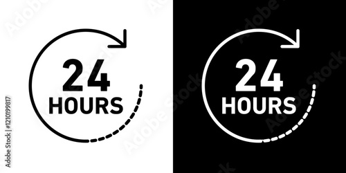 24 hours icons collection in black and blue colors