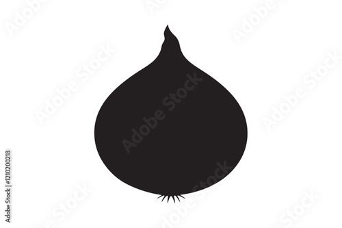Onion black silhouette on white background.04