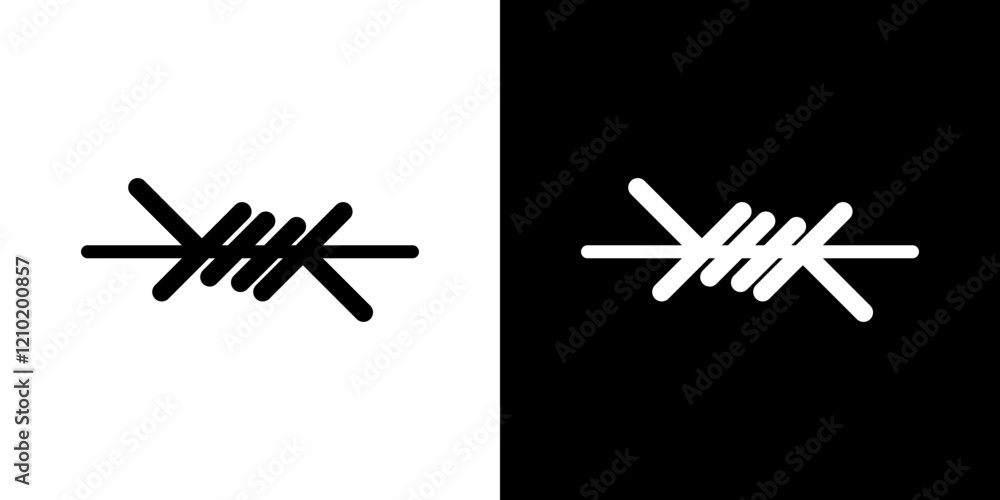 Barbed wire vector icon in thin line style Barbed wire vector icon in thin line style