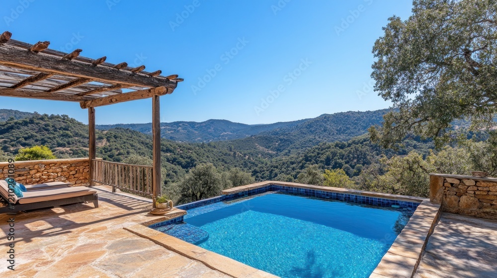 Obraz premium Luxury Villa with Infinity Pool and Panoramic Mountain Views