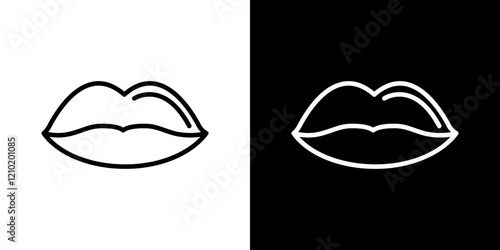 Big lips vector icon in thin line style