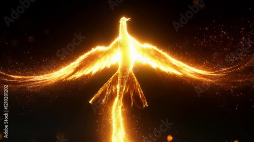 Fiery Phoenix Ascends:  Glowing Embers, Epic Visuals