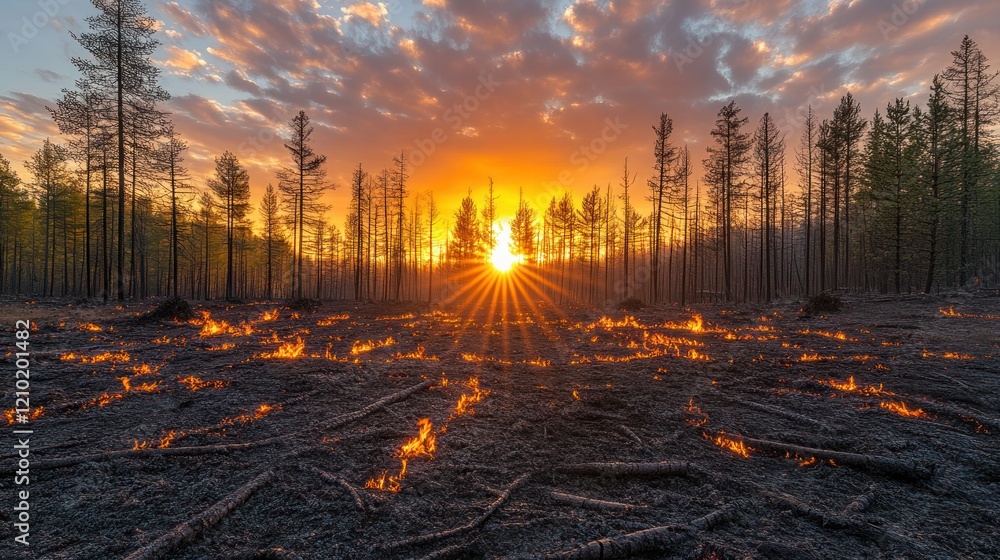 Sunset wildfire controlled burn forest Sunset wildfire controlled burn forest