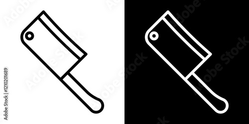 Butcher knife vector icon in thin line style