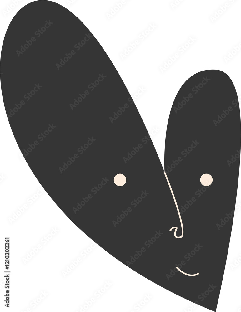 Cute cartoon funny playful heart with face Cute cartoon funny playful heart with face