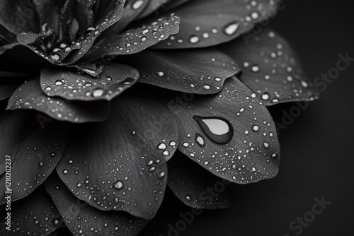 A black and white photo of a tear rolling down someone cheek, captured in sharp detail photo