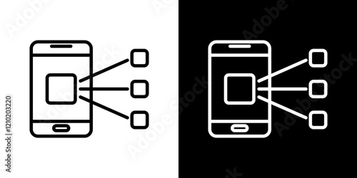Content curation icons set in black filled and stroke line style