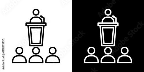 Convention vector icon in thin line style