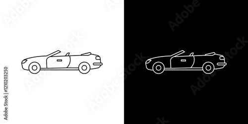 Convertible car vector icon in thin line style