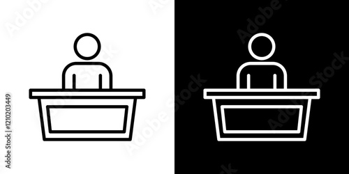 Court trial vector icon in thin line style