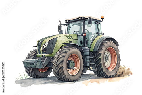 modern tractor watercolor vector isolated on white background PNG.AI GENERATED