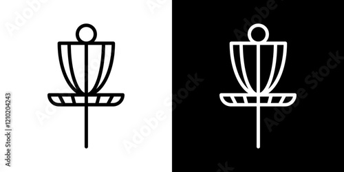 Disc golf vector icon in thin line style