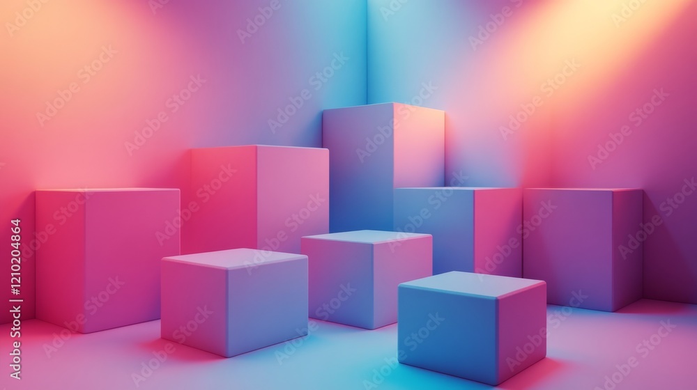 Abstract Colorful Cubes Neon Room Display Abstract Colorful Cubes Neon Room Display