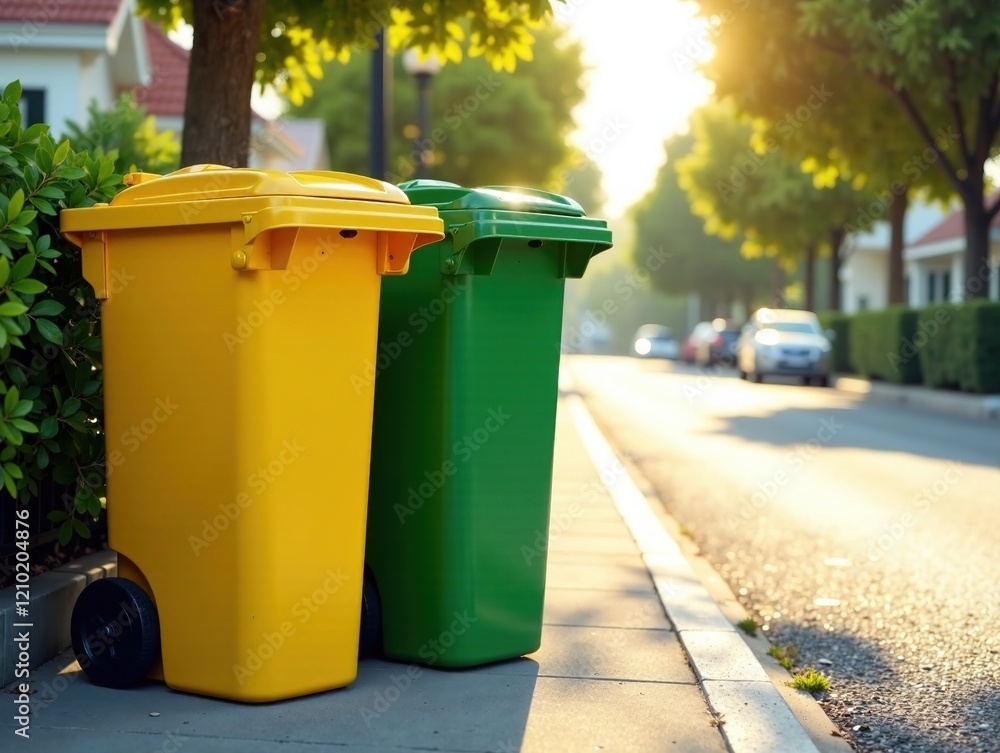Suburban Recycling Bins - Yellow & Green Suburban Recycling Bins - Yellow & Green