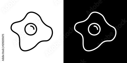 Fried egg vector icon in thin line style