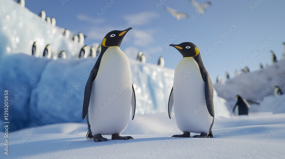 Fototapeta premium A beautiful landscape image with full of penguins.