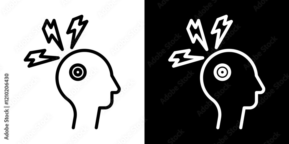 Headache vector icon in thin line style Headache vector icon in thin line style