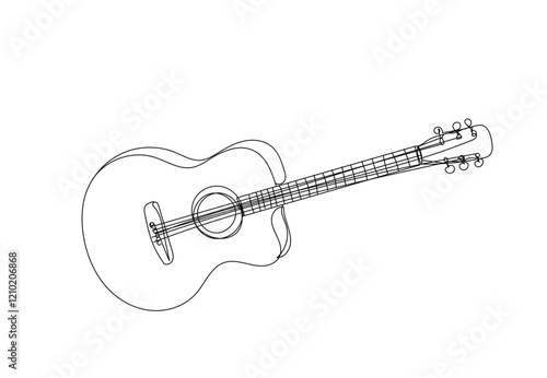 acoustic guitar , line drawing style, vector  illustration