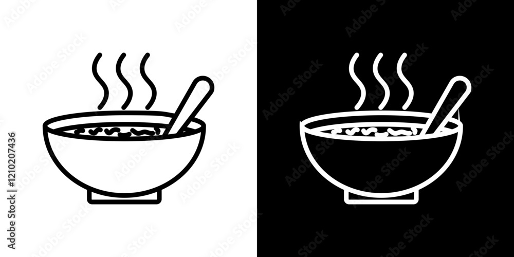 Japanese soup bowl vector icon in thin line style Japanese soup bowl vector icon in thin line style
