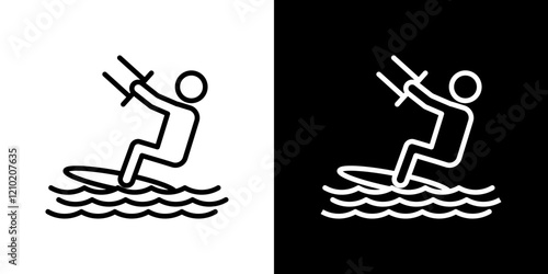 Kitesurf sign vector icon in thin line style