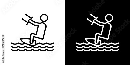 Kitesurf sign vector icon in thin line style