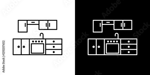 kitchen Cabinet vector icon in thin line style