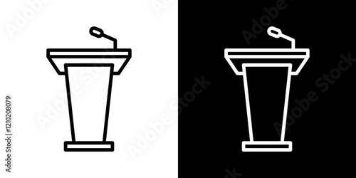 Lectern icons set in black filled and stroke line style