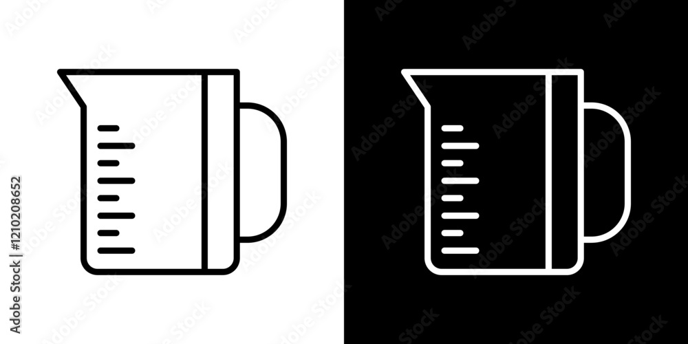 Measuring cup icons set in black filled and stroke line style Measuring cup icons set in black filled and stroke line style