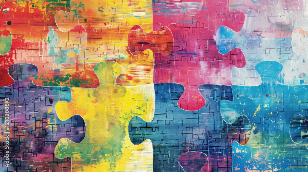 Colorful abstract puzzle pieces create vibrant and artistic composition, showcasing blend of hues and textures that evoke creativity and playfulness Colorful abstract puzzle pieces create vibrant and artistic composition, showcasing blend of hues and textures that evoke creativity and playfulness